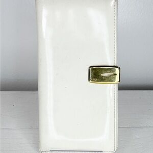 Vintage Gucci White Patent Leather Continental Wallet Gold Logo Clasp